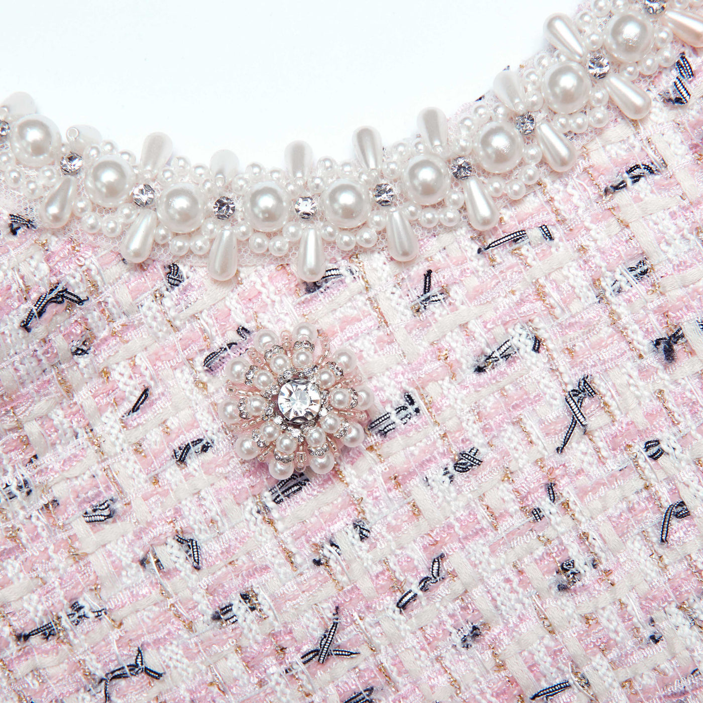 Pink Bouclé Pearl Midi Skirt & Top Set