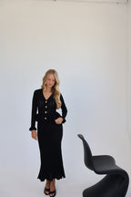 Black Knit Peplum Midi Dress