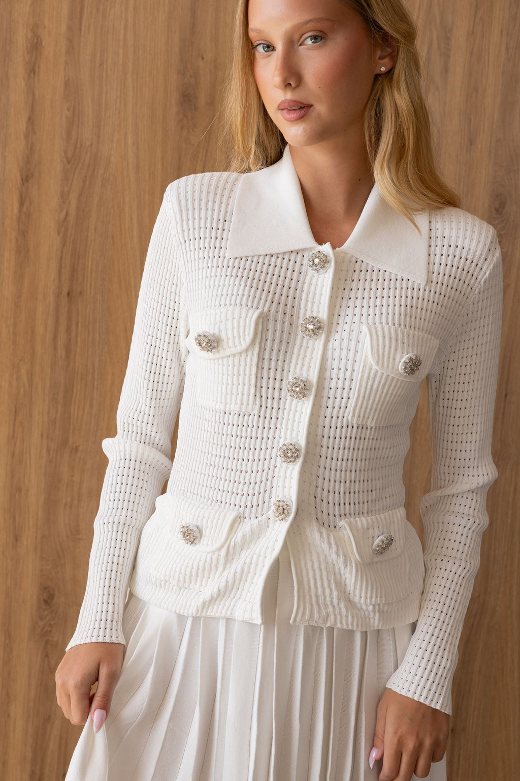 WHITE TAILORED KNIT MINI DRESS