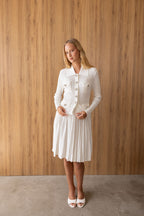 WHITE TAILORED KNIT MINI DRESS