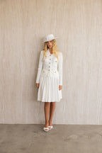 WHITE TAILORED KNIT MINI DRESS