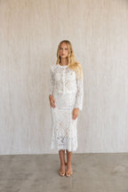 WHITE LACE EMBELLISHED TOP AND MIDI SKIRT