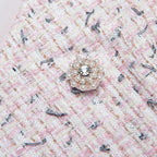 Pink Bouclé Pearl Midi Skirt & Top Set