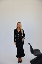 Black Knit Peplum Midi Dress