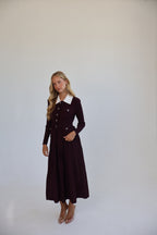 OPEN-KNIT DRESS WITH PLEATED MIDI SKIRT