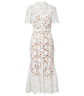 WHITE LACE COLLARED MIDI DRESS