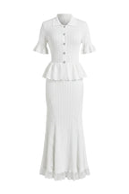 POINTELLE PEPLUM KNIT MIDI DRESS