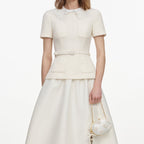 CREAM BOUCLE TAFFETA MIDI DRESS