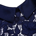 NAVY GUIPURE LACE MIDI DRESS