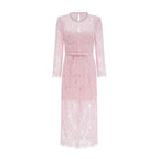 PINK LACE BUSTIER MIDI DRESS