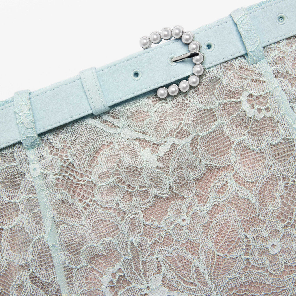 MINT LACE MIDI SKIRT & MINT LACE CRYSTAL EMBELLISHED JACKET