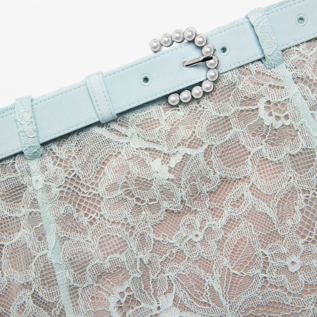 MINT LACE MIDI SKIRT & MINT LACE CRYSTAL EMBELLISHED JACKET