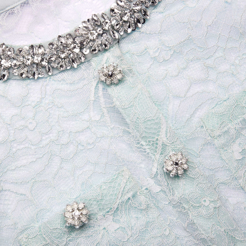 MINT LACE MIDI SKIRT & MINT LACE CRYSTAL EMBELLISHED JACKET