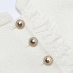 CREAM BOUCLE POLKA DOT MIDI DRESS