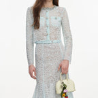 MINT LACE MIDI SKIRT & MINT LACE CRYSTAL EMBELLISHED JACKET