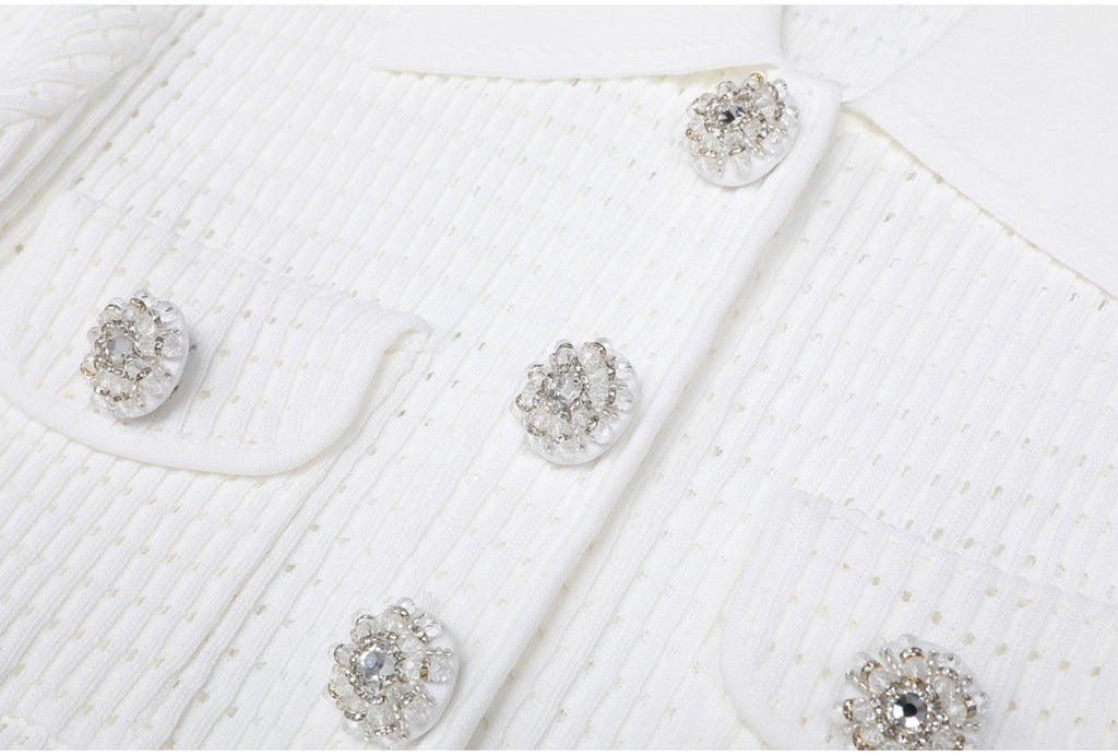 WHITE TAILORED KNIT MINI DRESS