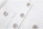 WHITE TAILORED KNIT MINI DRESS