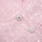 PINK BOUCLÉ SEQUIN MIDI DRESS