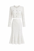 WHITE LACE EMBELLISHED TOP AND MIDI SKIRT