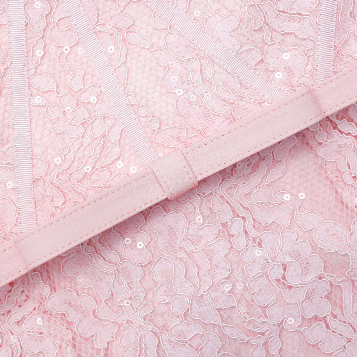 PINK LACE BUSTIER MIDI DRESS