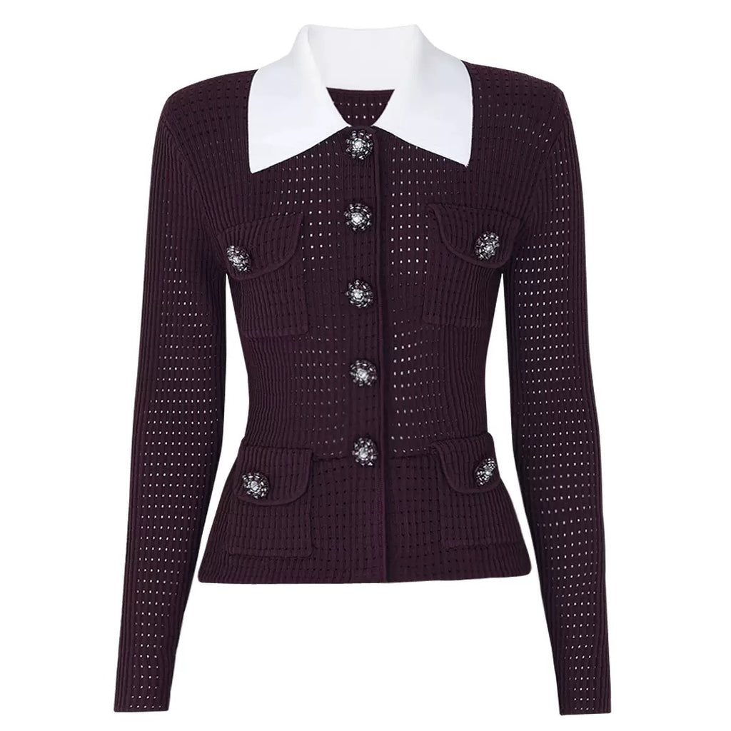 Crystal Button Knit Cardigan