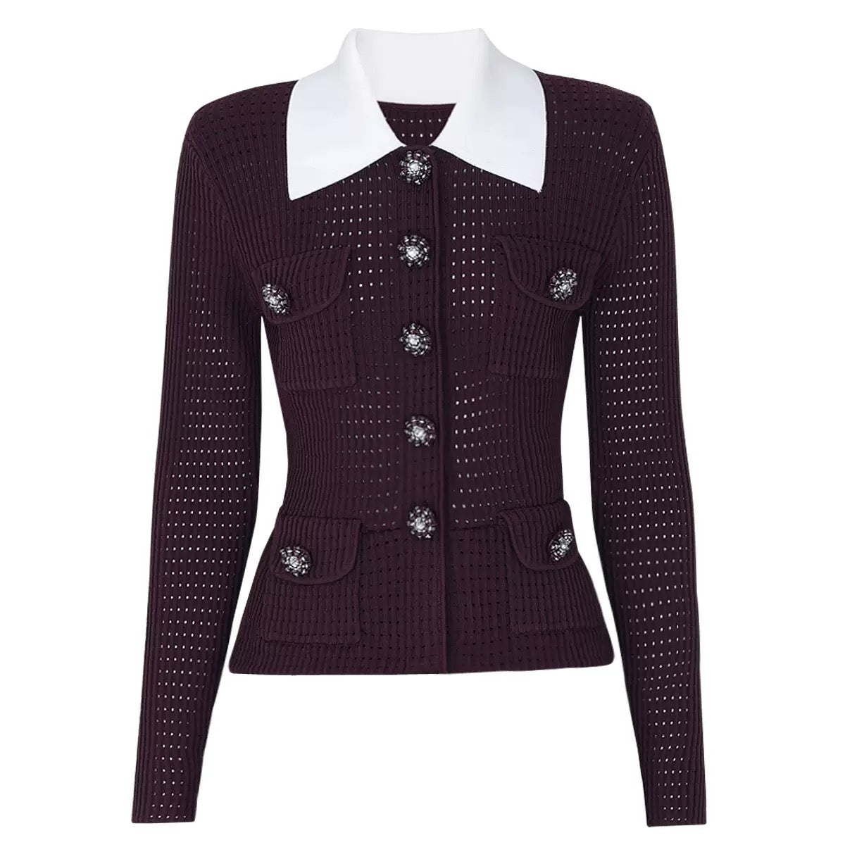Crystal Button Knit Cardigan