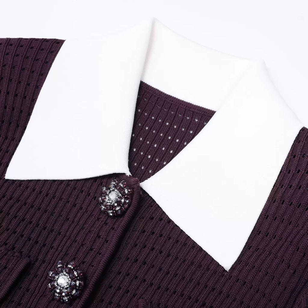 Crystal Button Knit Cardigan