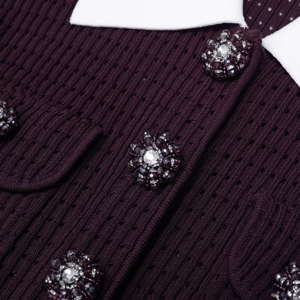 Crystal Button Knit Cardigan