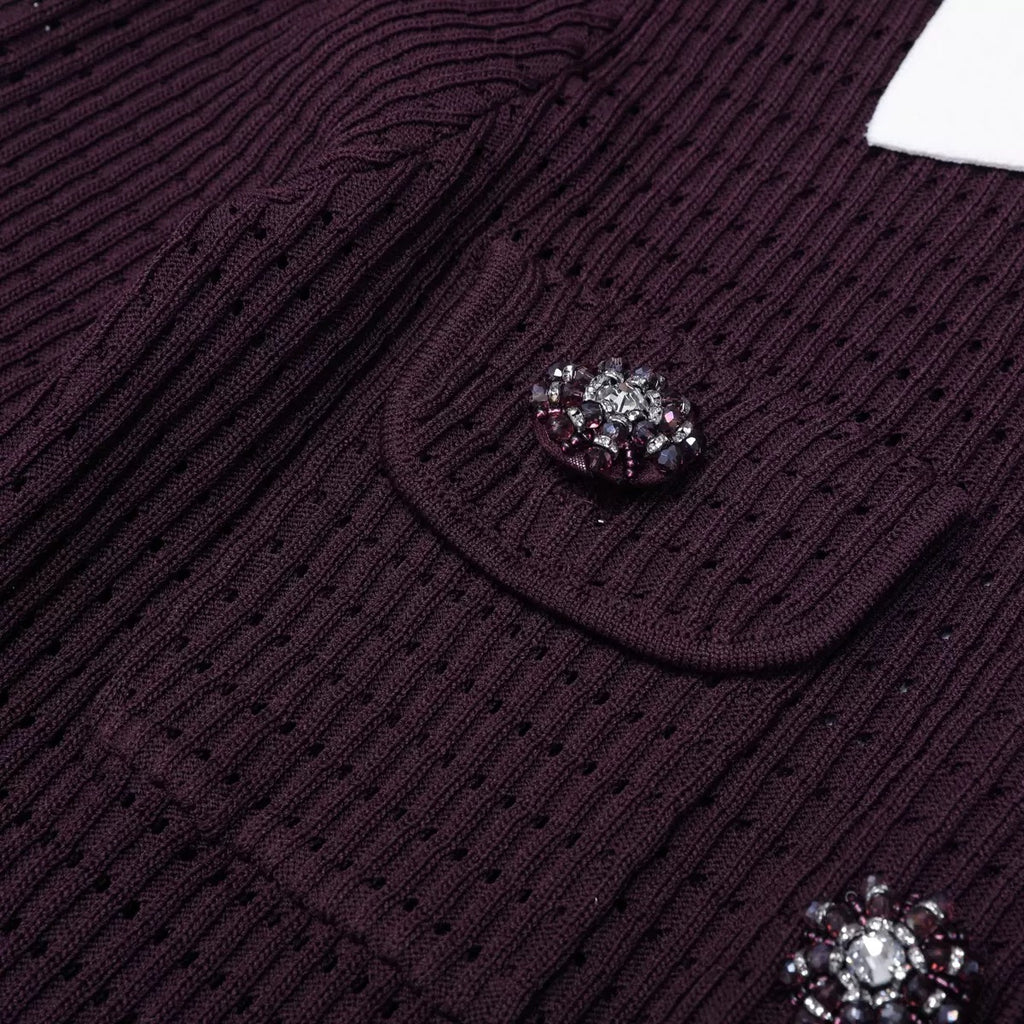Crystal Button Knit Cardigan