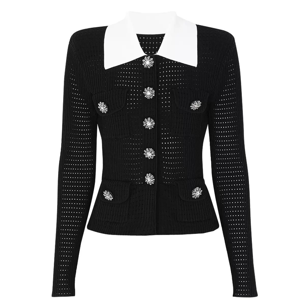 Crystal Button Knit Cardigan