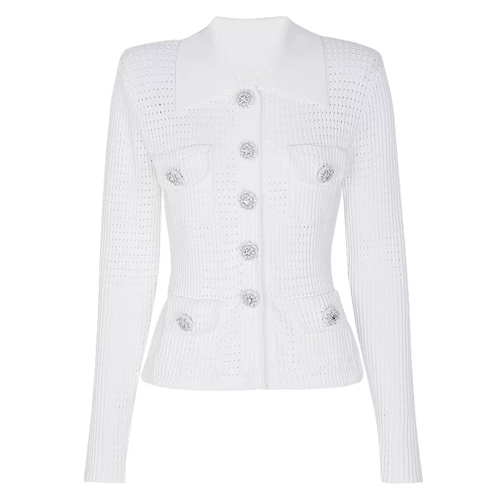 Crystal Button Knit Cardigan