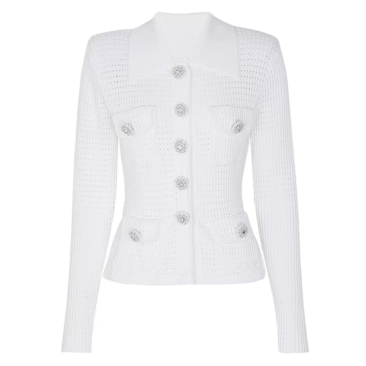 Crystal Button Knit Cardigan