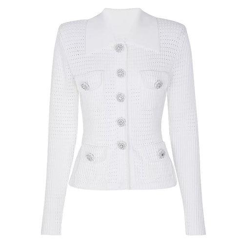 Crystal Button Knit Cardigan
